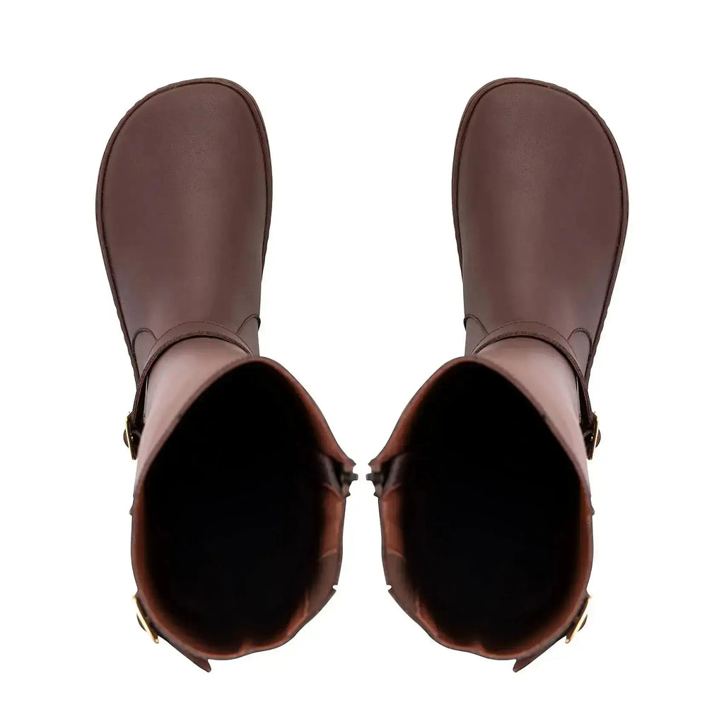 Shapen - Glam Knee Brown Leather Vegan - Botas altas barefoot