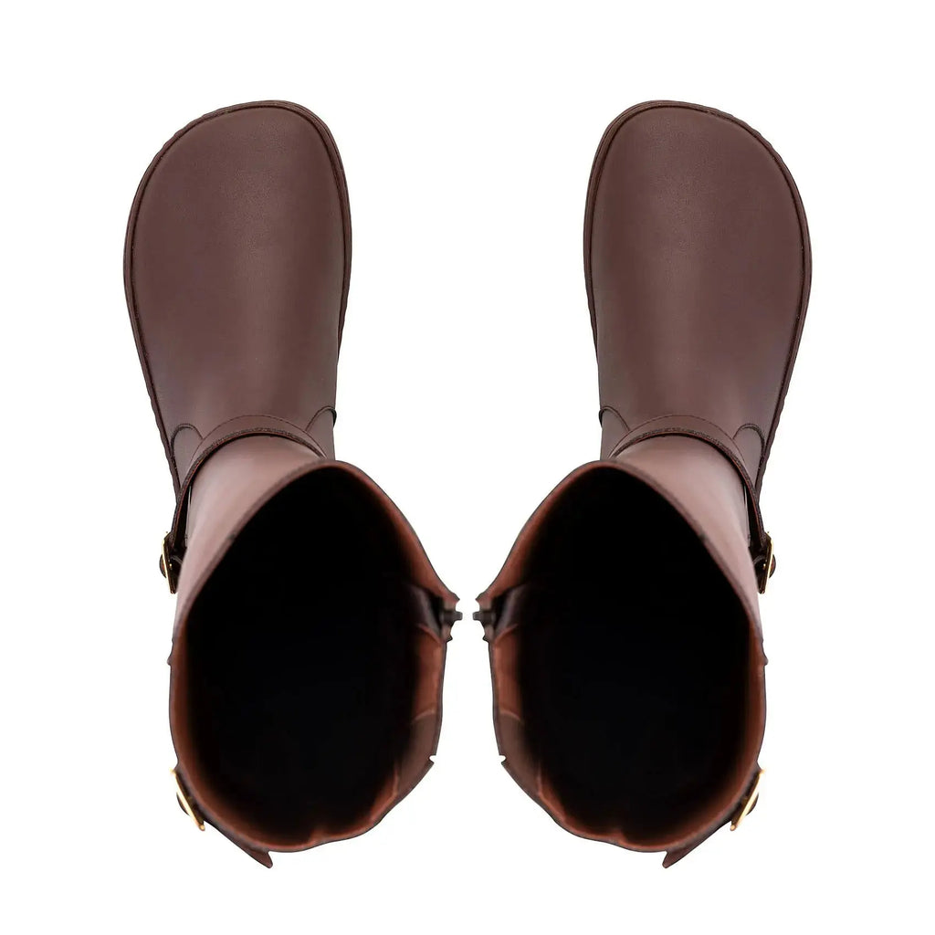 Shapen - Glam Knee Brown Leather Vegan - Bottes hautes barefoot