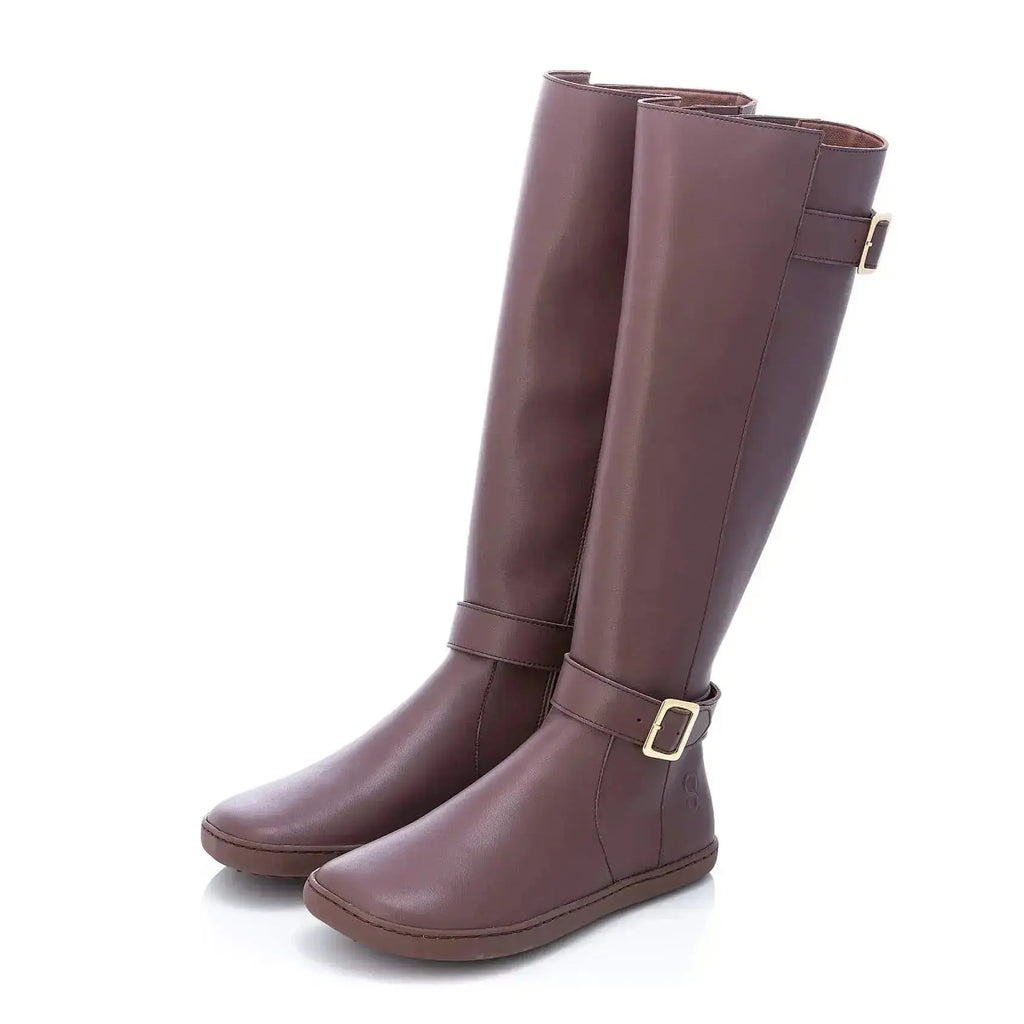 Shapen - Glam Knee Brown Leather Vegan - Botas altas barefoot