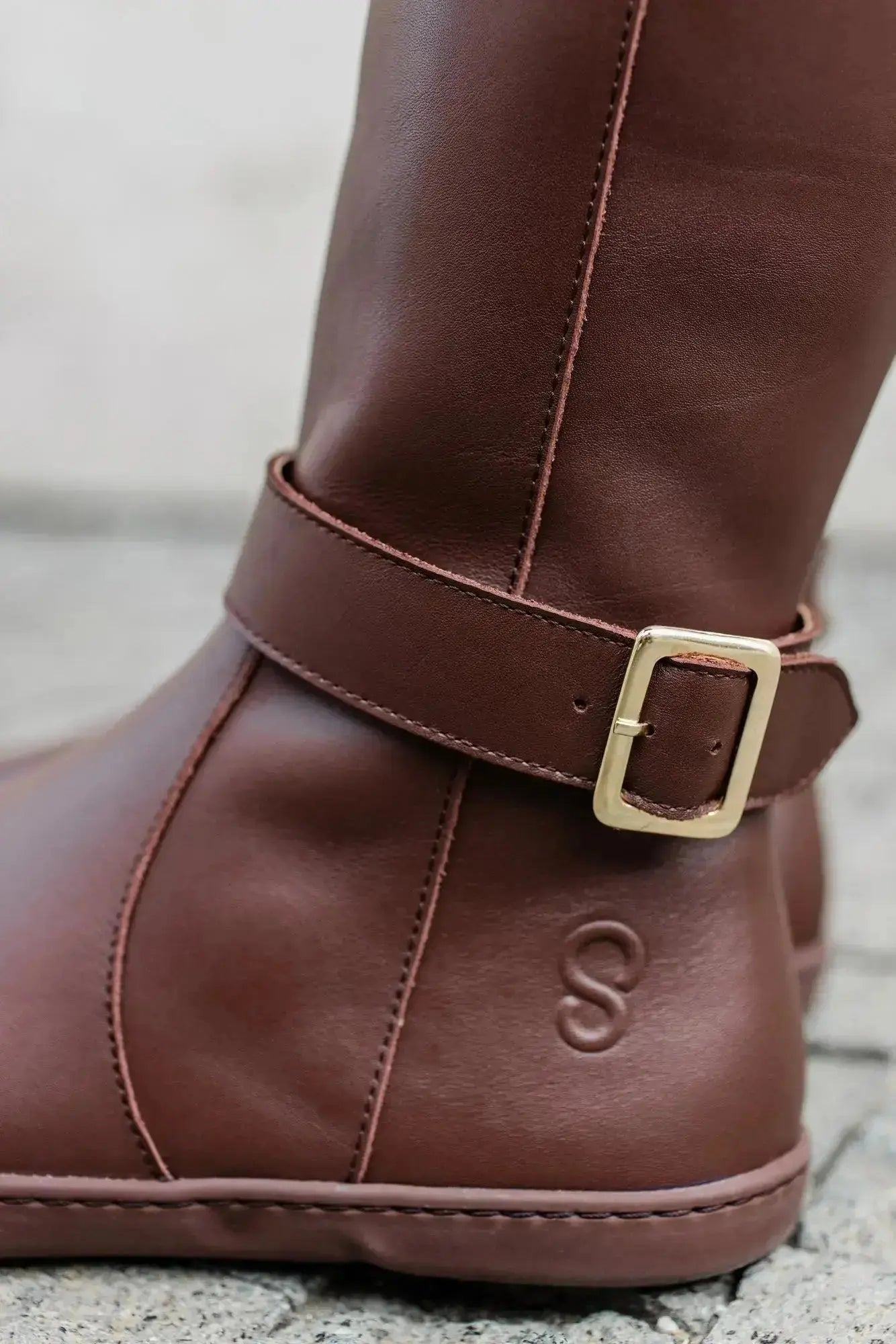 Shapen - Glam Knee Brown Leather Vegan - Botas altas barefoot