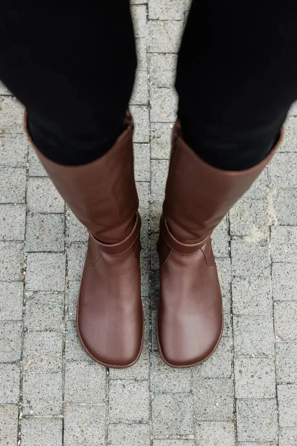 Shapen - Glam Knee Brown Leather Vegan - Botas altas barefoot