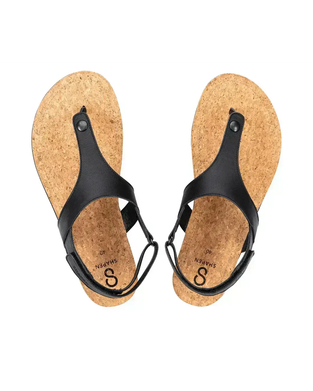 Shapen - Nomad Black & Cork - Sandalias barefoot negras