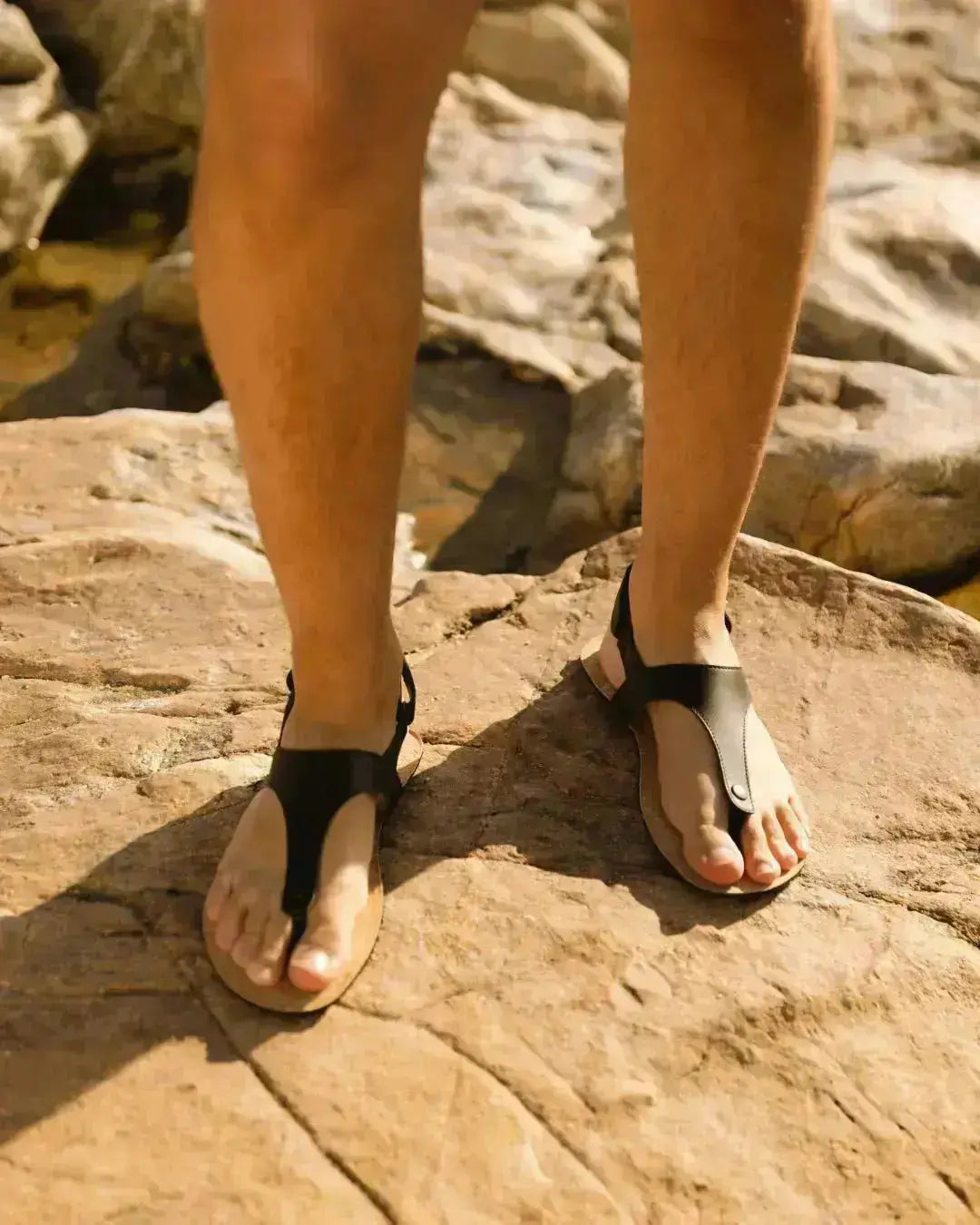 Shapen - Nomad Black & Cork - Sandalias barefoot negras