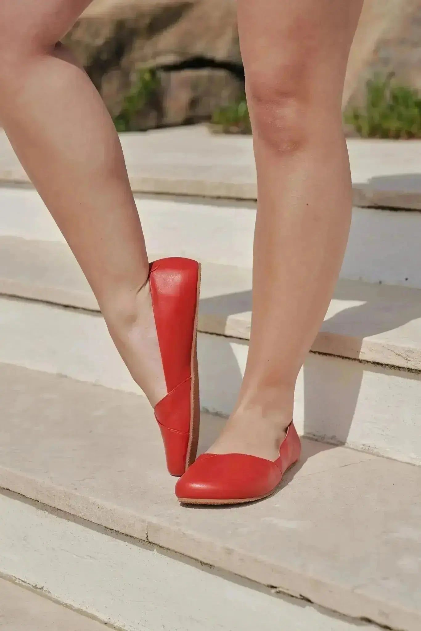 Shapen - Peony 2.0 Cherry Leather - Bailarinas barefoot