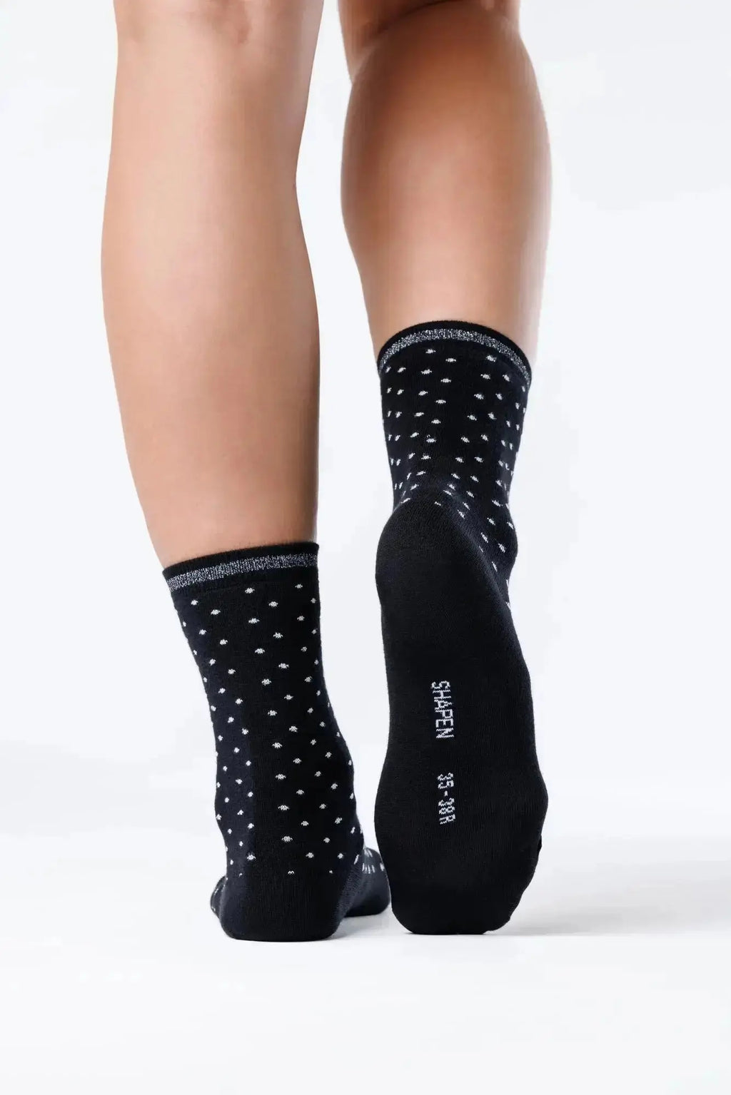 Shapen Stardust Black Lurex - chaussettes barefoot scintillantes