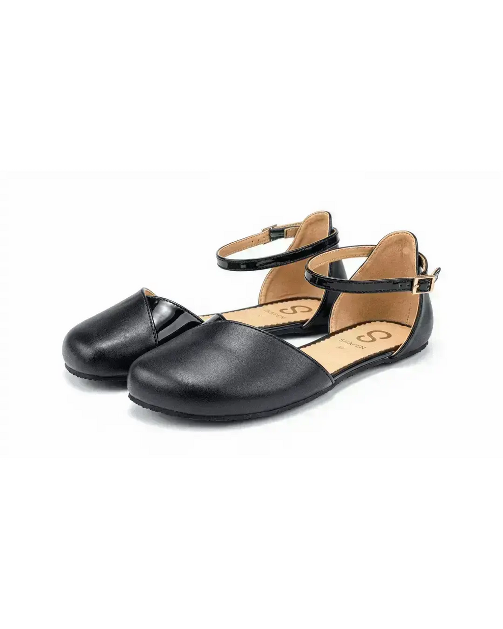 Shapen – Poppy Black - Bailarinas abiertas barefoot negras para mujer