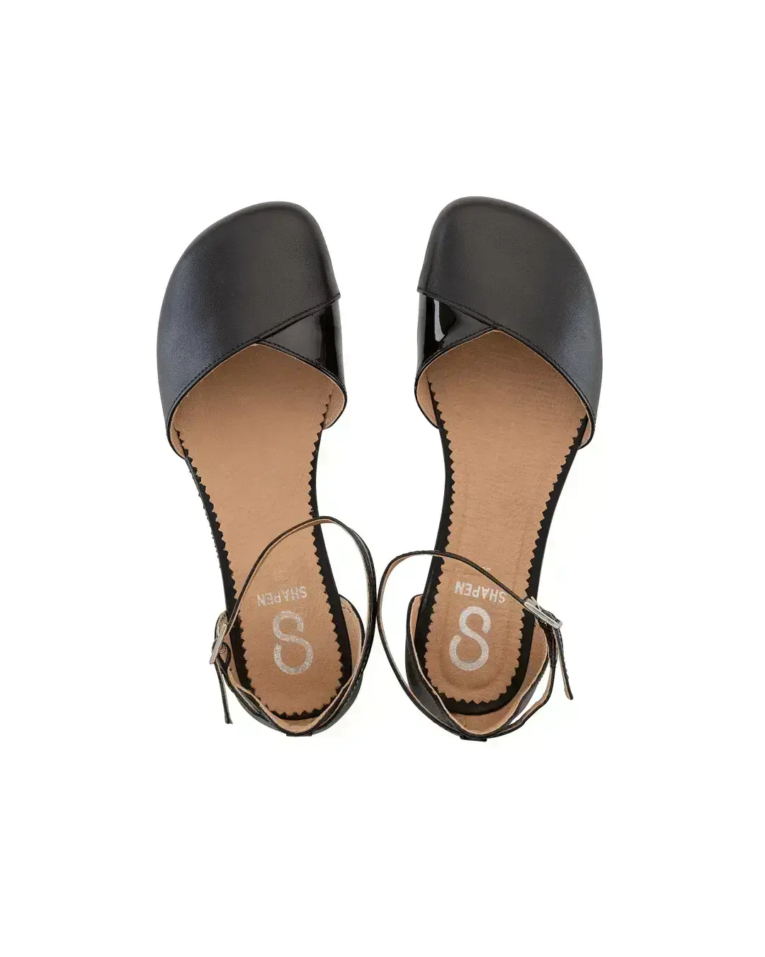 Shapen – Poppy Black - Bailarinas abiertas barefoot negras para mujer