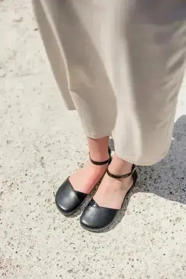 Shapen – Poppy Black Vegan - Bailarinas abiertas barefoot veganas negras para mujer