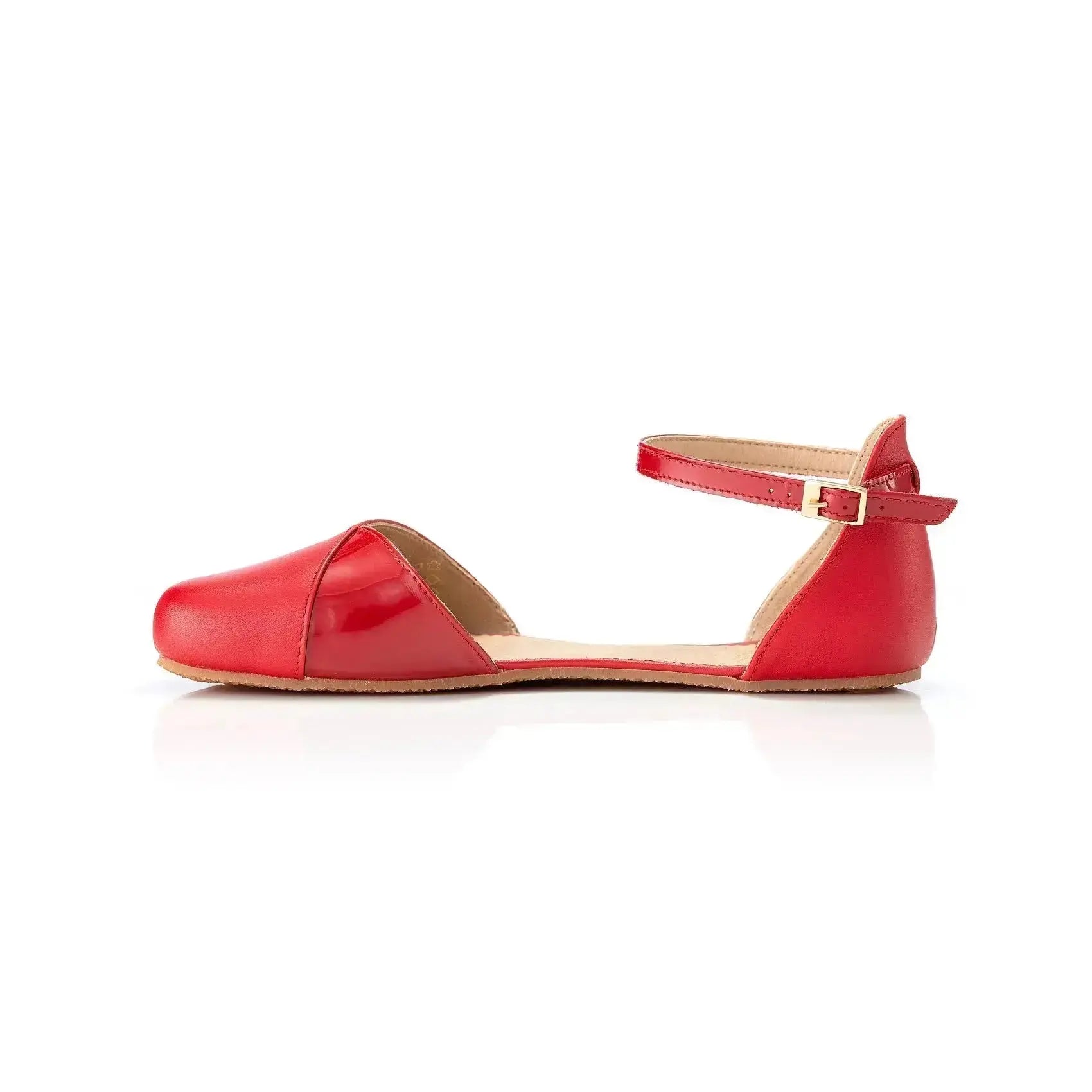 Shapen – Poppy Cherry - Bailarinas abiertas barefoot rojas para mujer