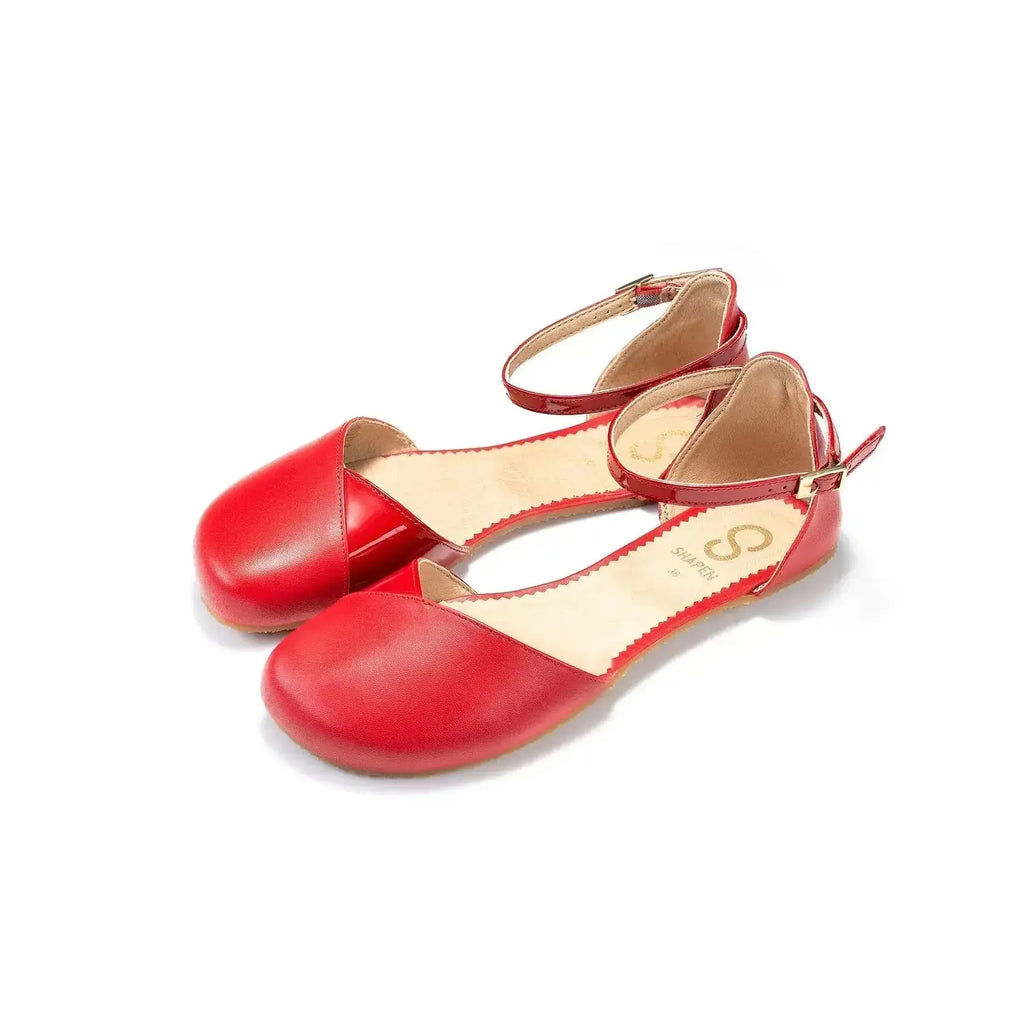 Shapen – Poppy Cherry - Bailarinas abiertas barefoot rojas para mujer