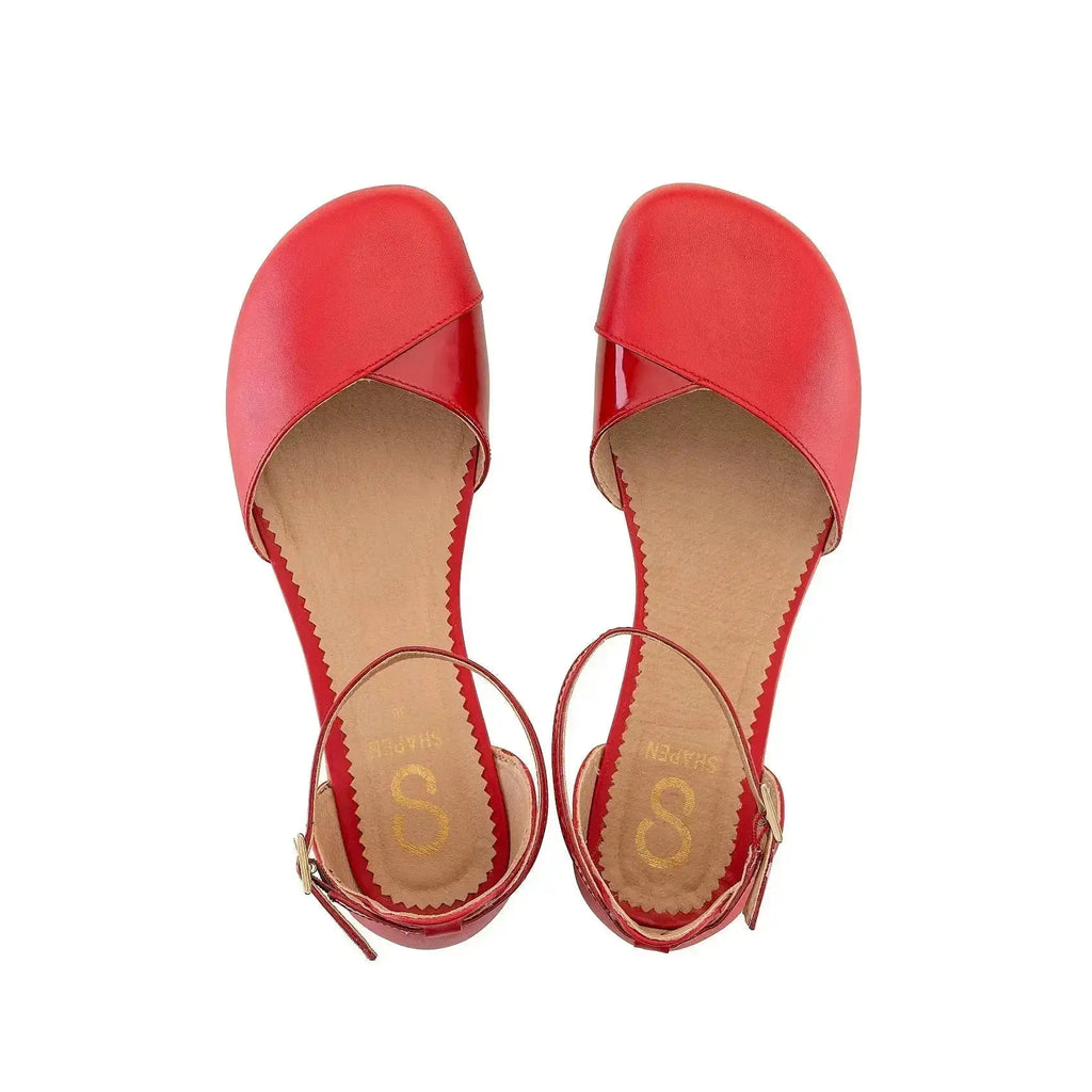 Shapen – Poppy Cherry - Bailarinas abiertas barefoot rojas para mujer
