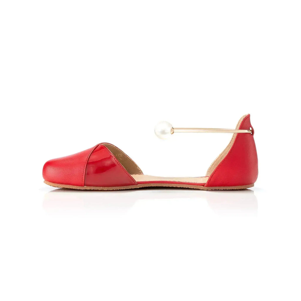Shapen – Poppy Cherry - Bailarinas abiertas barefoot rojas para mujer