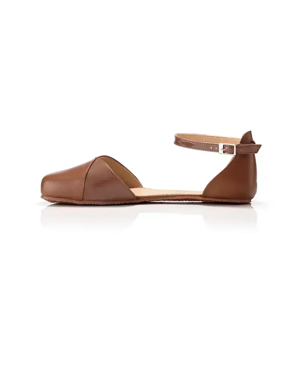 Shapen – Poppy Cognac - Bailarinas abiertas barefoot marrones para mujer