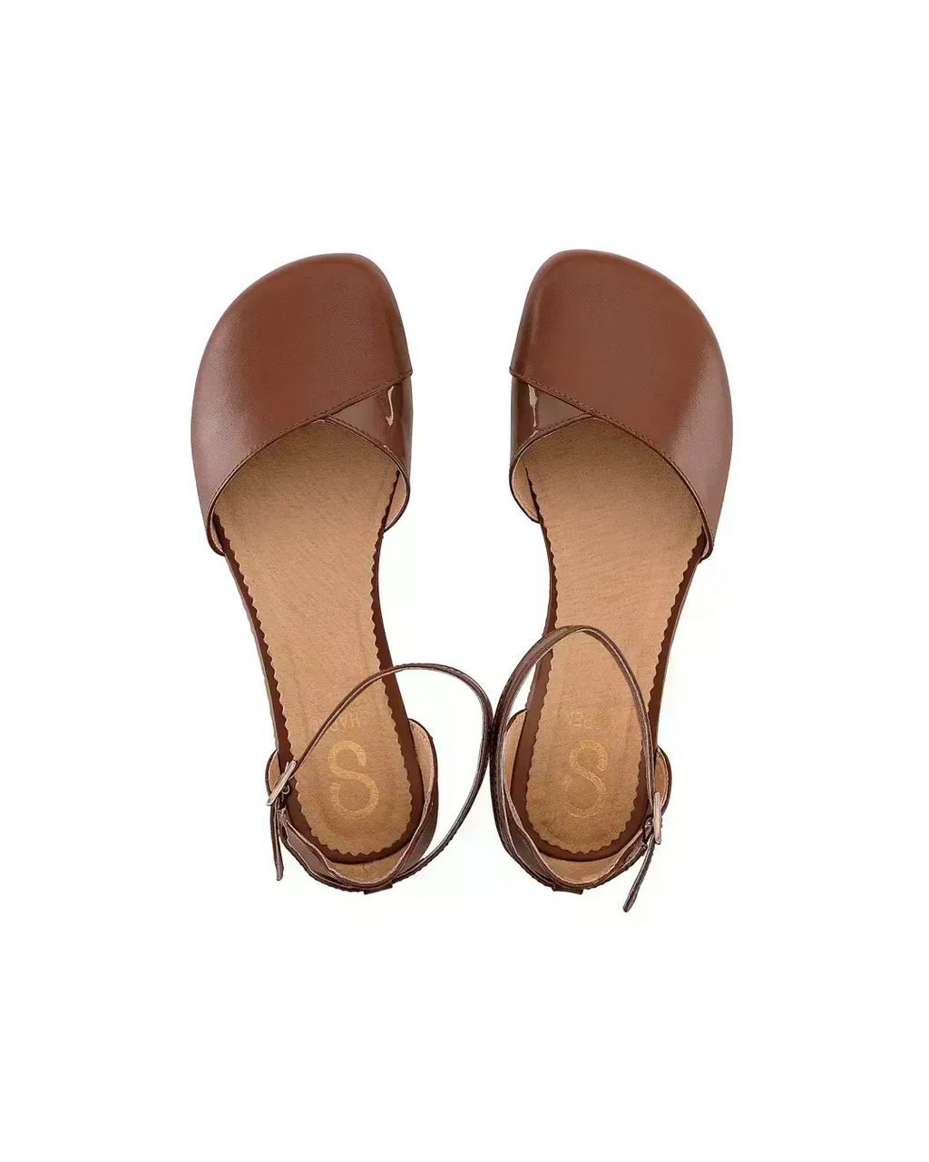 Shapen – Poppy Cognac - Bailarinas abiertas barefoot marrones para mujer