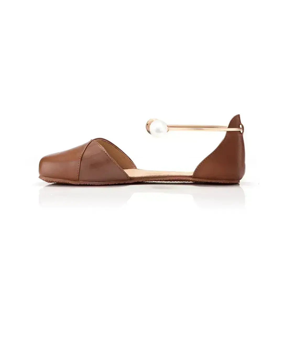 Shapen – Poppy Cognac - Bailarinas abiertas barefoot marrones para mujer