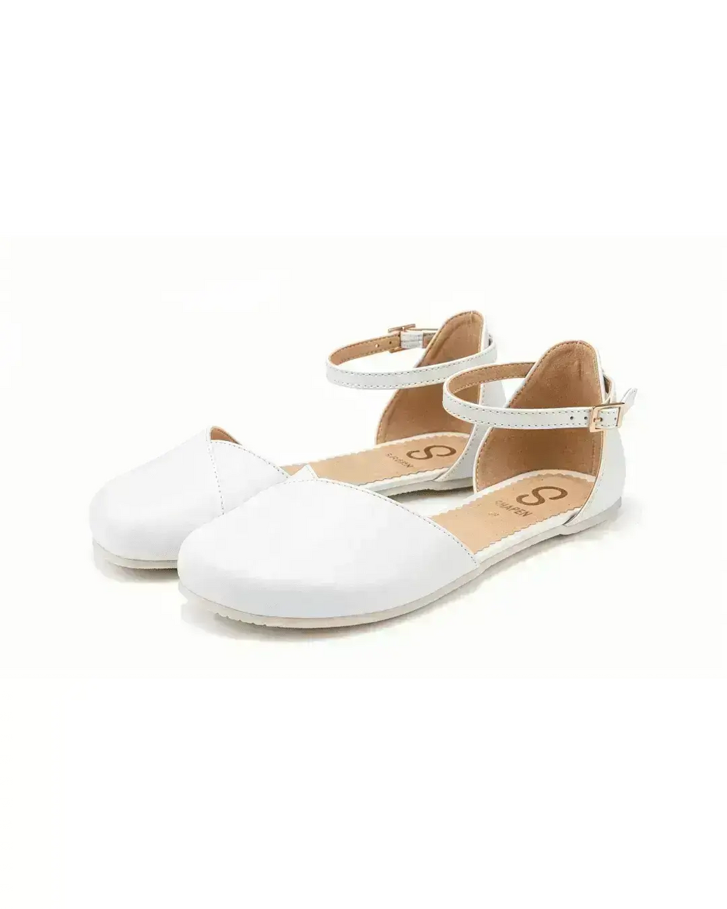 Shapen – Poppy White - Bailarinas abiertas barefoot blancas para mujer