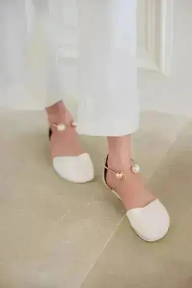 Shapen – Poppy White - Bailarinas abiertas barefoot blancas para mujer