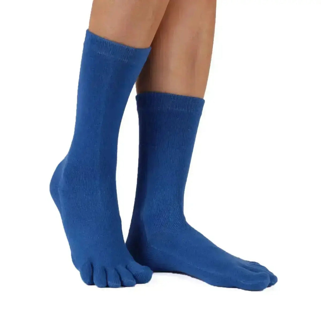 TOETOE - Chaussettes à doigts mi-hautes - Tailles 35-46 - Bleu Moyen