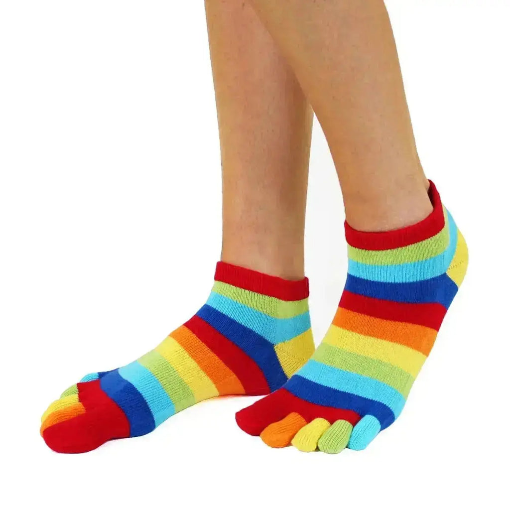 TOETOE - calcetines cortos de dedos - tallas 35-46 / Striped Rainbow