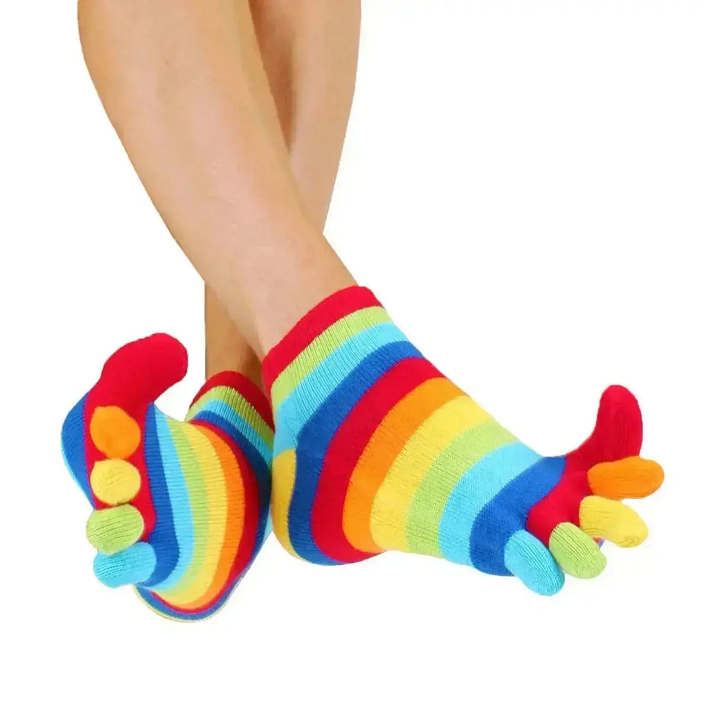 TOETOE - calcetines cortos de dedos - tallas 35-46 / Striped Rainbow