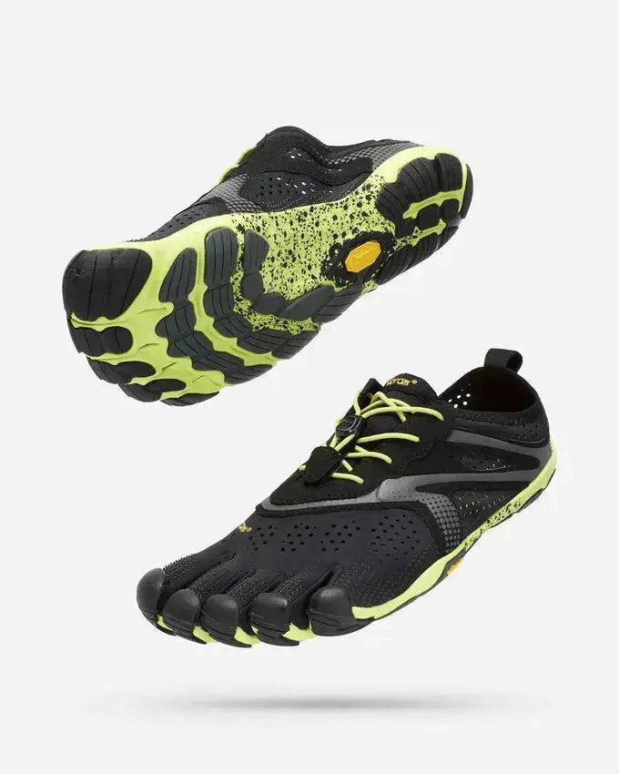 Vibram FiveFingers V-Run Black/Yellow - Zapatillas Barefoot de hombre para running y entrenamiento
