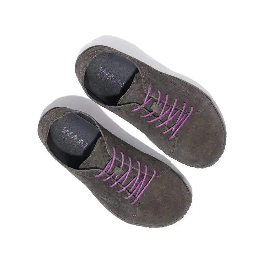WAALS - Nomad Lady Oil Suede Grey/Purple - Zapato barefoot artesano de piel de serraje