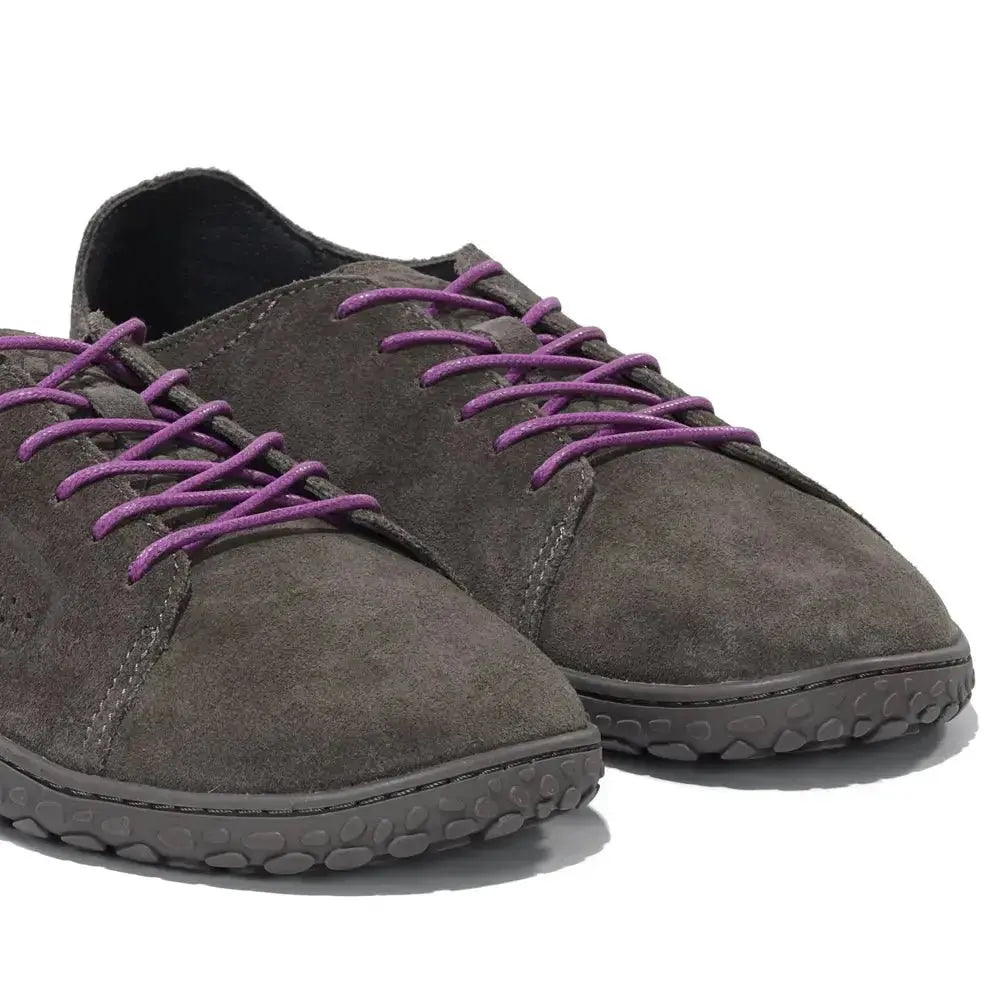WAALS - Nomad Lady Oil Suede Grey/Purple - Zapato barefoot artesano de piel de serraje
