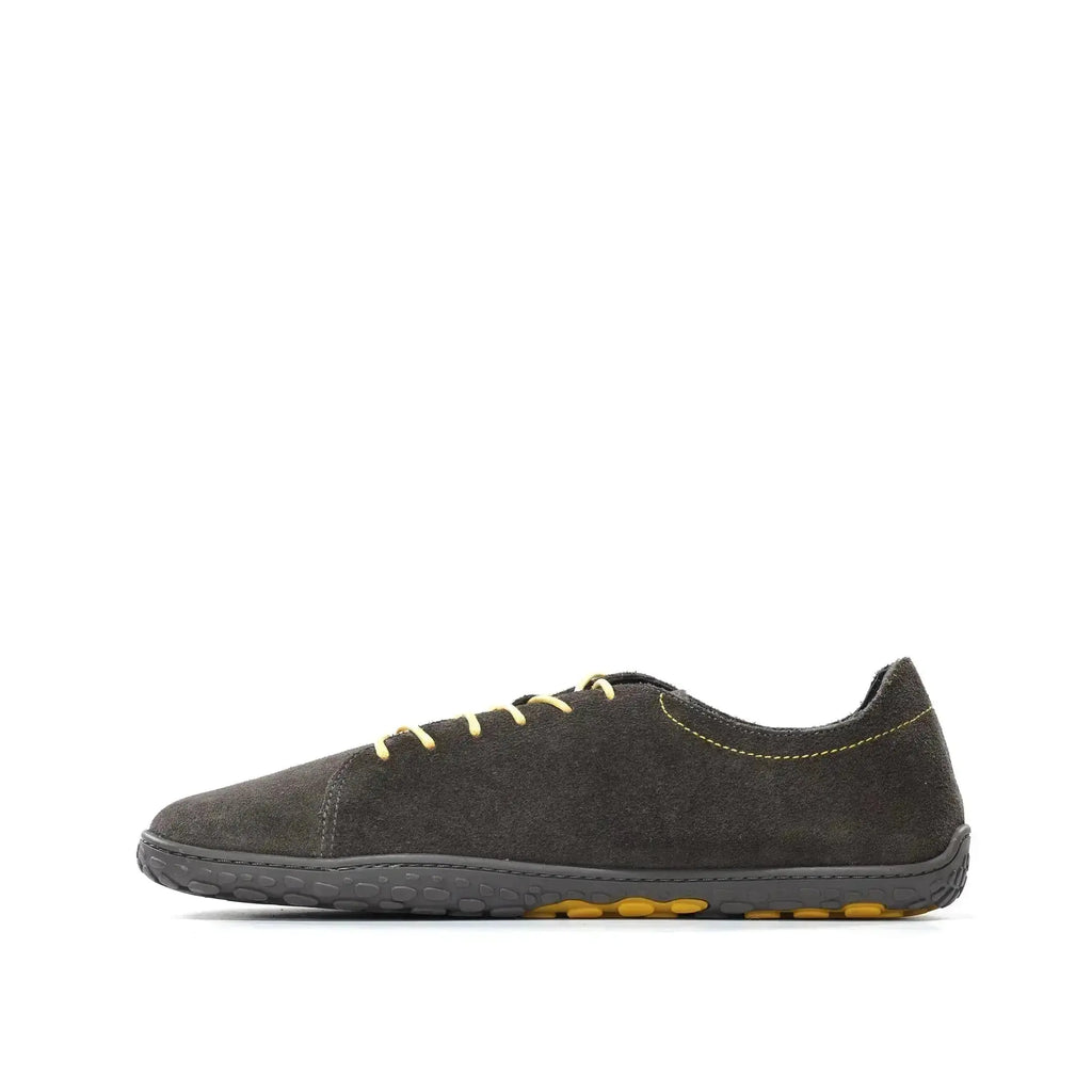 WAALS - Nomad Men Oil Suede Leather Grey/Yellow- Zapato barefoot artesano de piel de serraje
