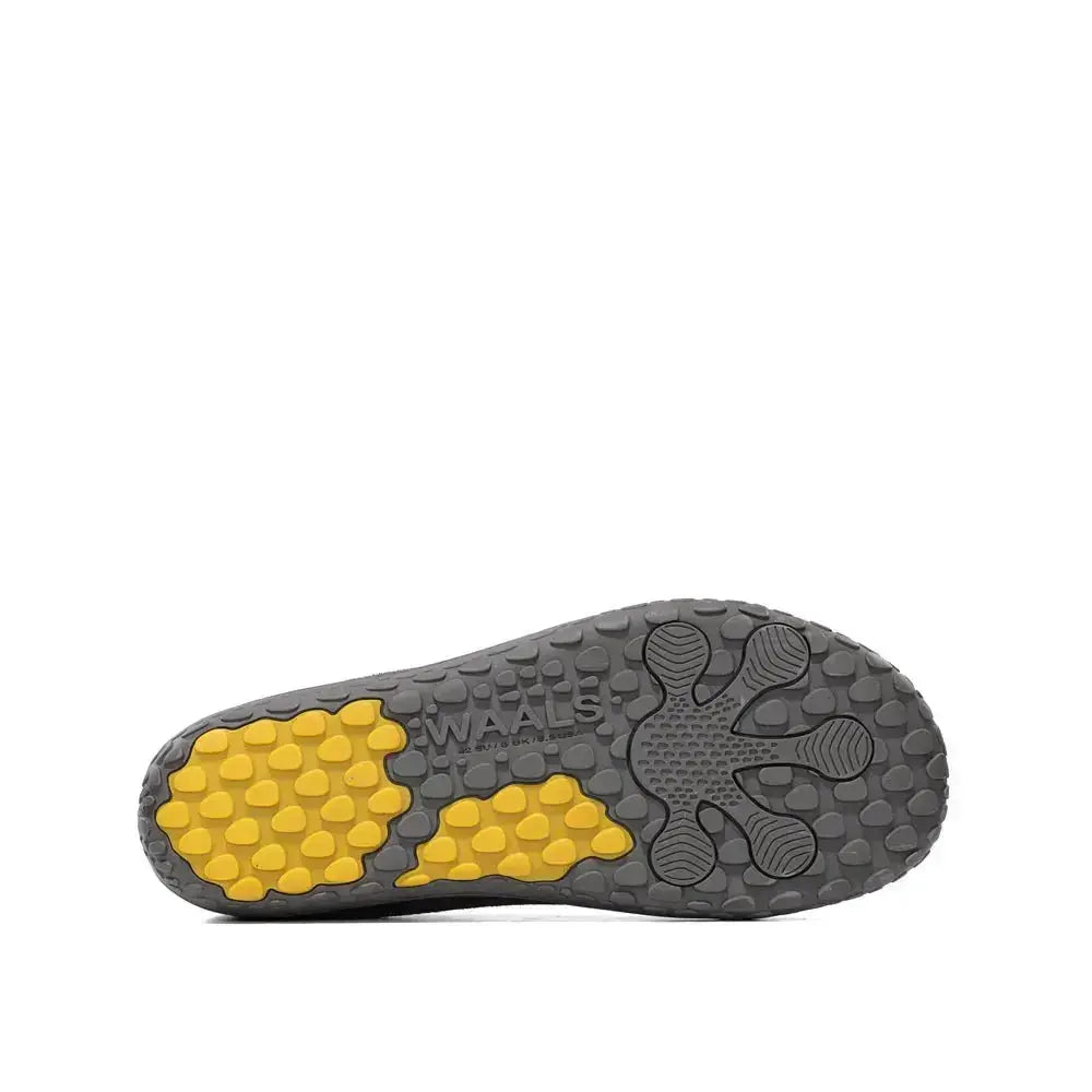 WAALS - Nomad Men Oil Suede Leather Grey/Yellow- Zapato barefoot artesano de piel de serraje