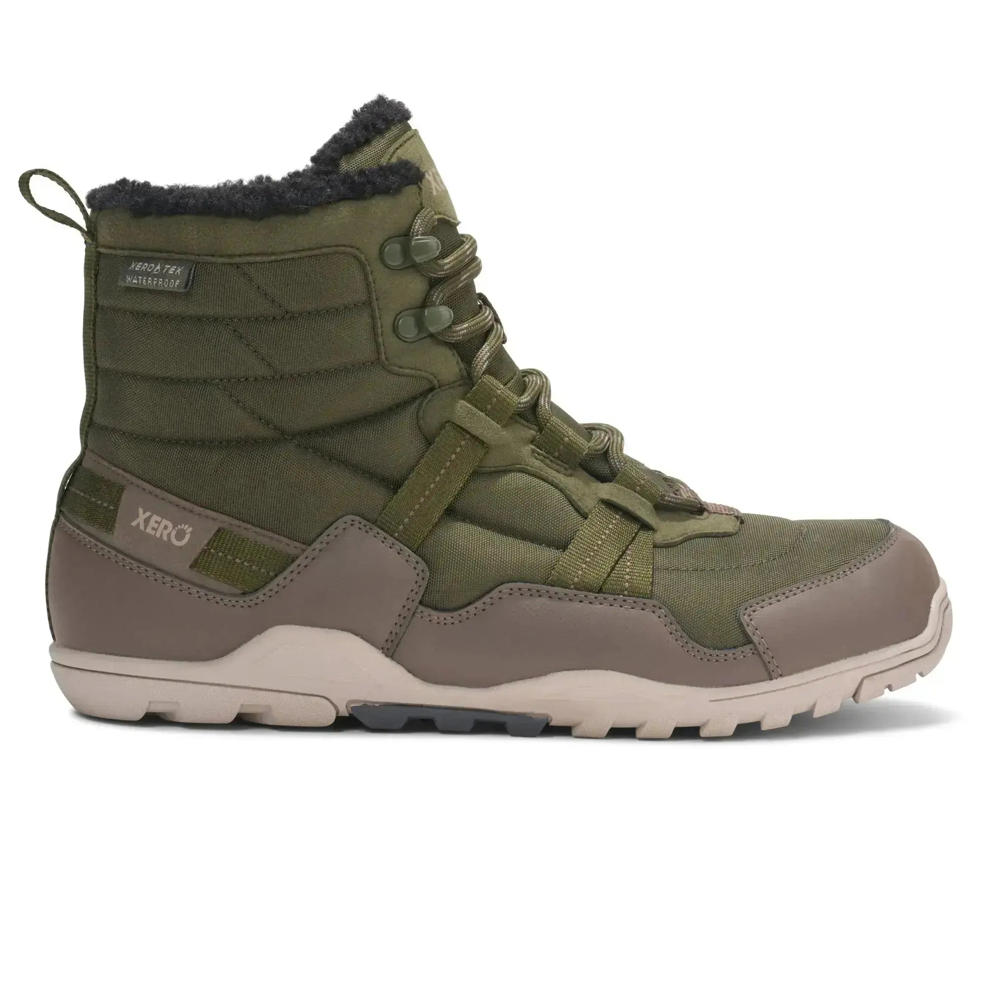 Xero Shoes - Alpine Army Green Men - Botas de senderismo invernales barefoot verdes para hombre