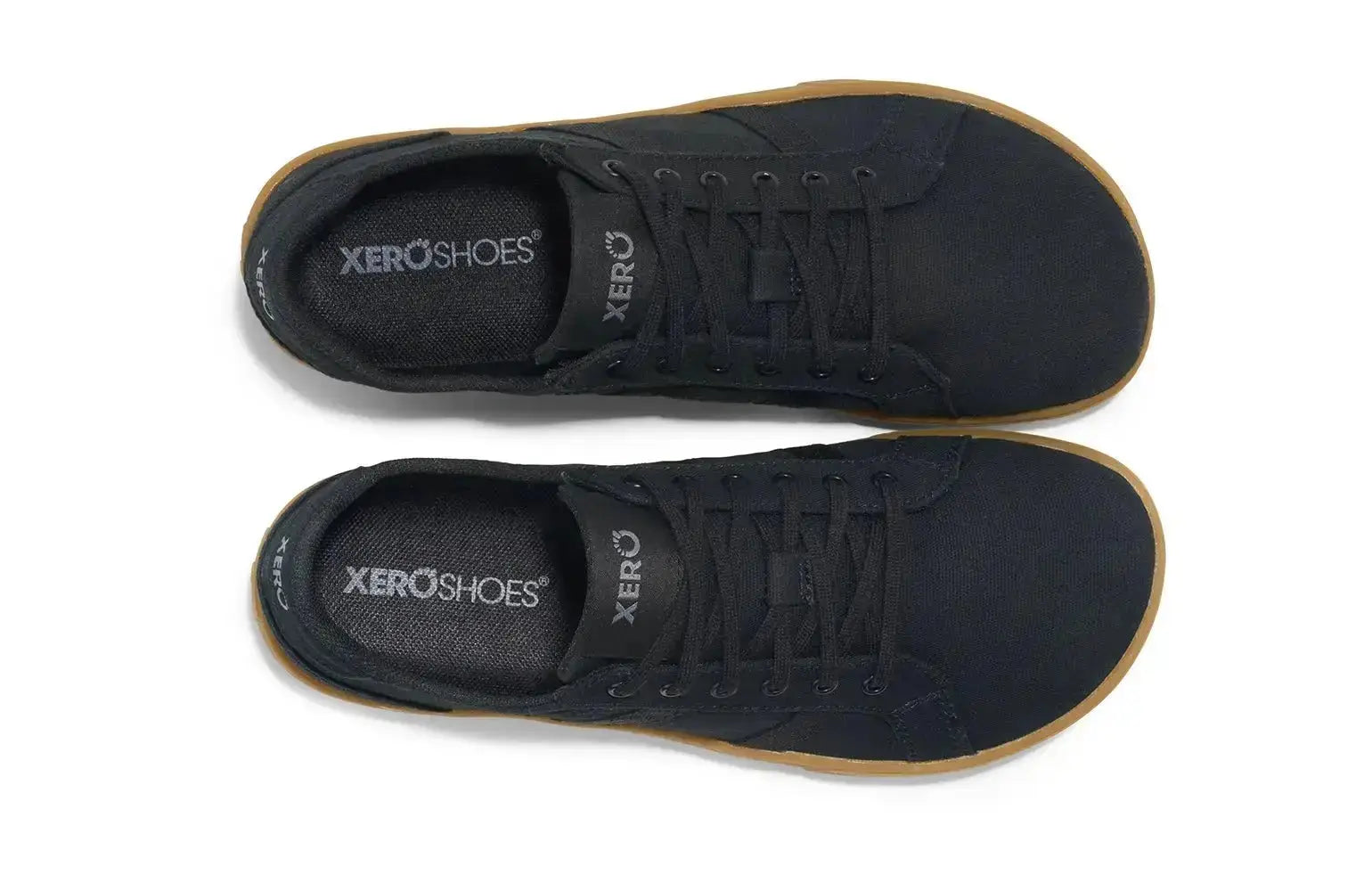 Xero Shoes - Dillon Canvas - Men Black / Gum - Lonetas de cordones barefoot negras para hombre