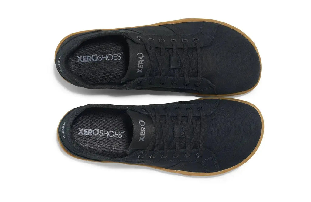 Xero Shoes - Dillon Canvas - Women Black / Gum - Lonetas de cordones barefoot negras para mujer