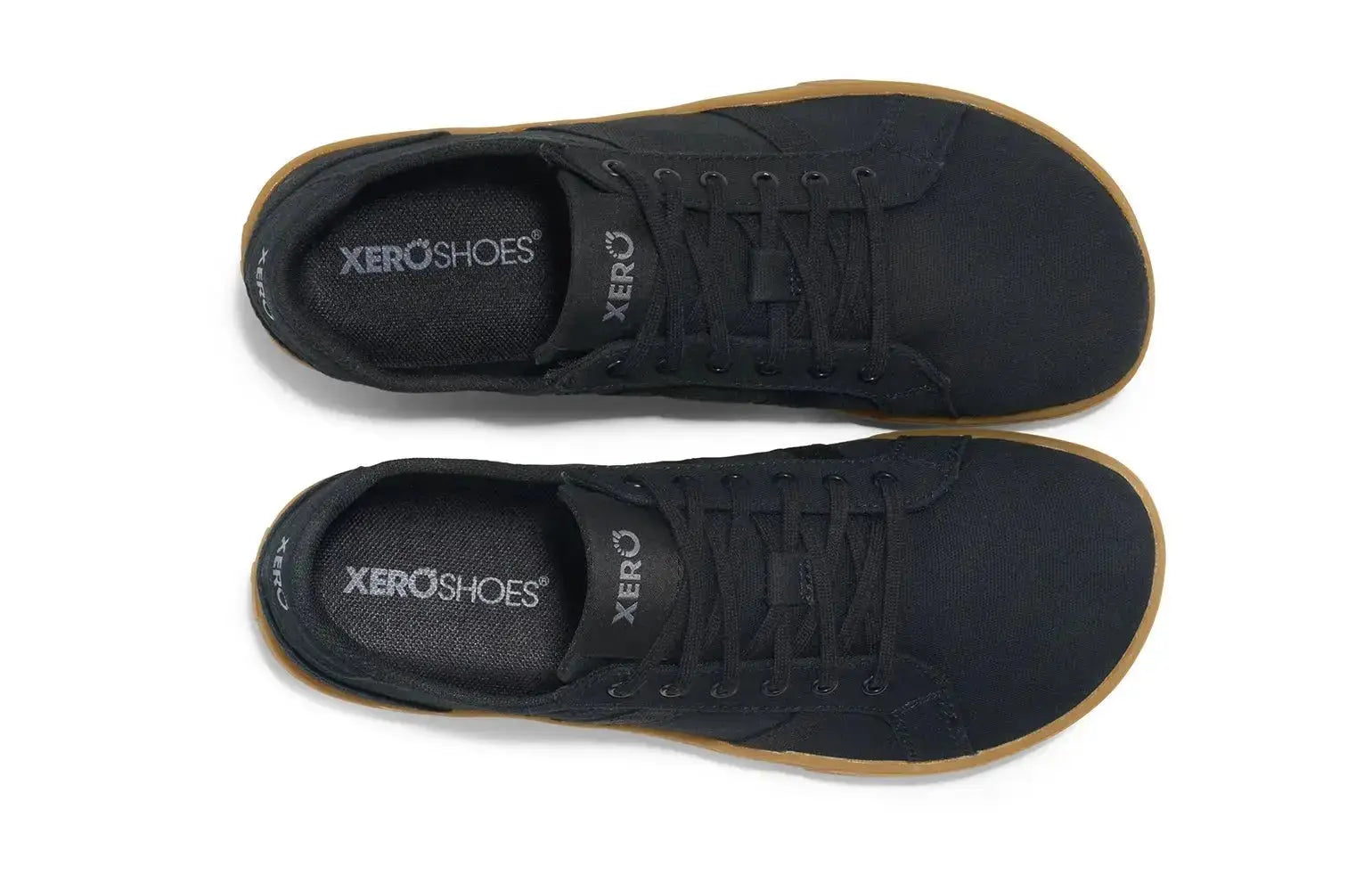 Xero Shoes - Dillon Canvas - Women Black / Gum - Lonetas de cordones barefoot negras para mujer