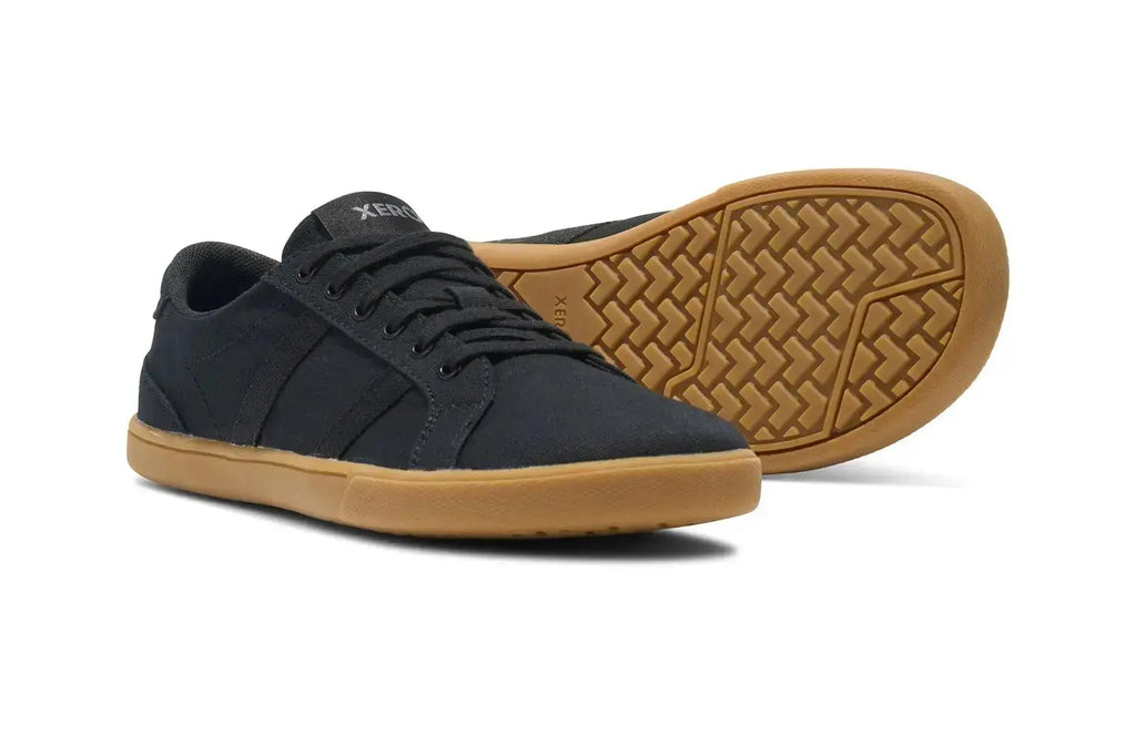 Xero Shoes - Dillon Canvas - Women Black / Gum - Lonetas de cordones barefoot negras para mujer