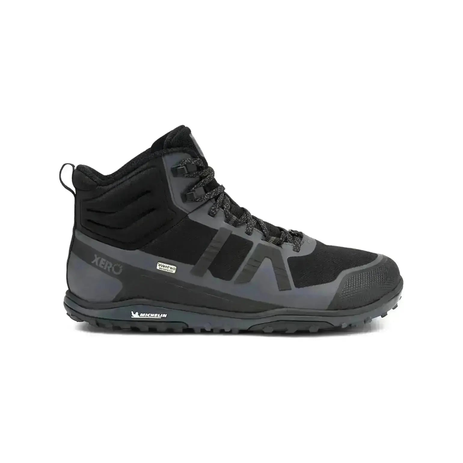 Xero Shoes - Scrambler Mid II WP - Men black-asphalt - Bota de Trekking Barefoot Impermeable y Ultraligera negras para hombre