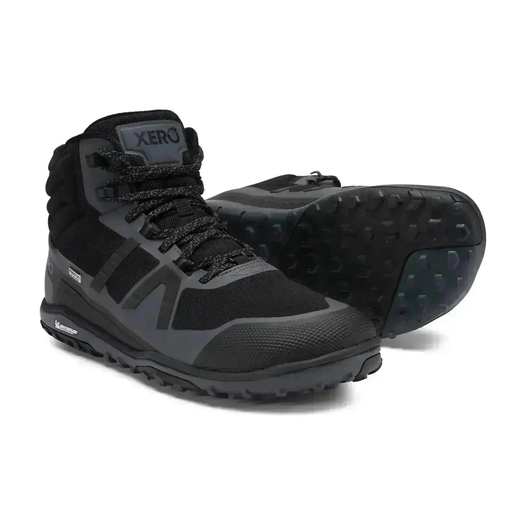 Xero Shoes - Scrambler Mid II WP - Men black-asphalt - Bota de Trekking Barefoot Impermeable y Ultraligera negras para hombre
