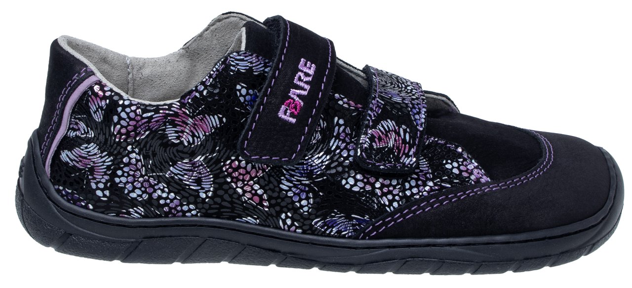 Fare Bare Kids Darianky Black - zapatillas barefoot infantiles casual negras con estampado de mariposas