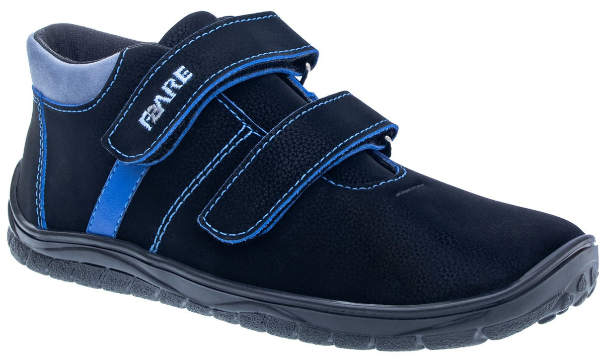 Fare Bare Kids Bergenky Junior Black & Blue - Botines barefoot impermeables infantiles negros