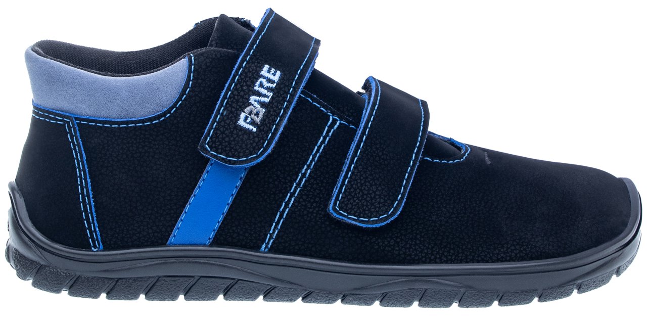 Fare Bare Kids Bergenky Junior Black & Blue - Botines barefoot impermeables infantiles negros