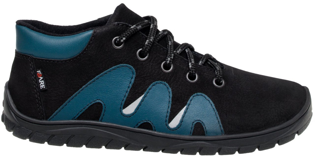 Fare Bare Walky Junior Black - Zapatillas barefoot impermeables outdoor para niños grandes negras