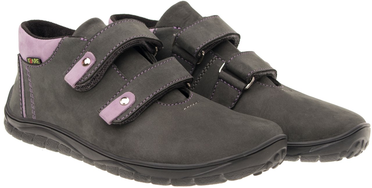 Fare Bare Walky Junior Grey - Zapatillas barefoot impermeables outdoor para niños grandes grises