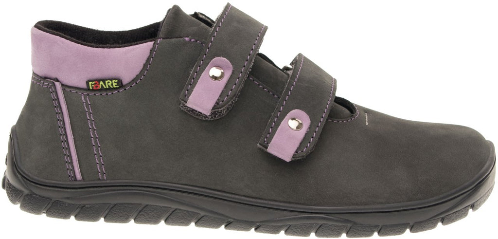 Fare Bare Walky Junior Grey - Zapatillas barefoot impermeables outdoor para niños grandes grises
