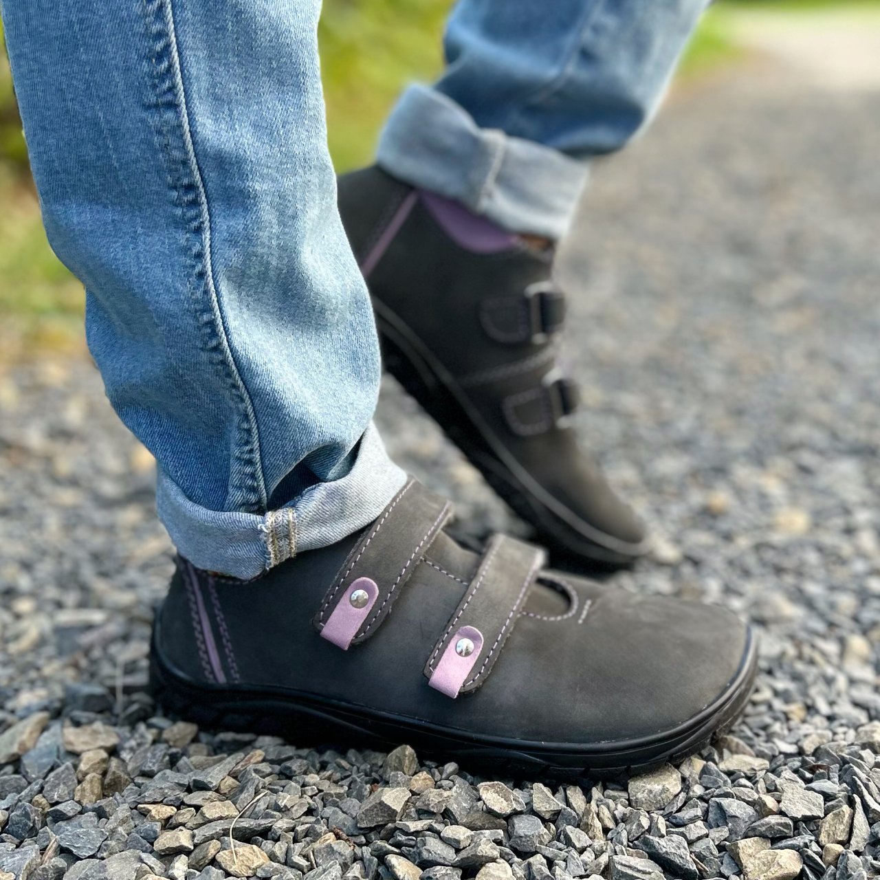 Fare Bare Walky Junior Grey - Zapatillas barefoot impermeables outdoor para niños grandes grises