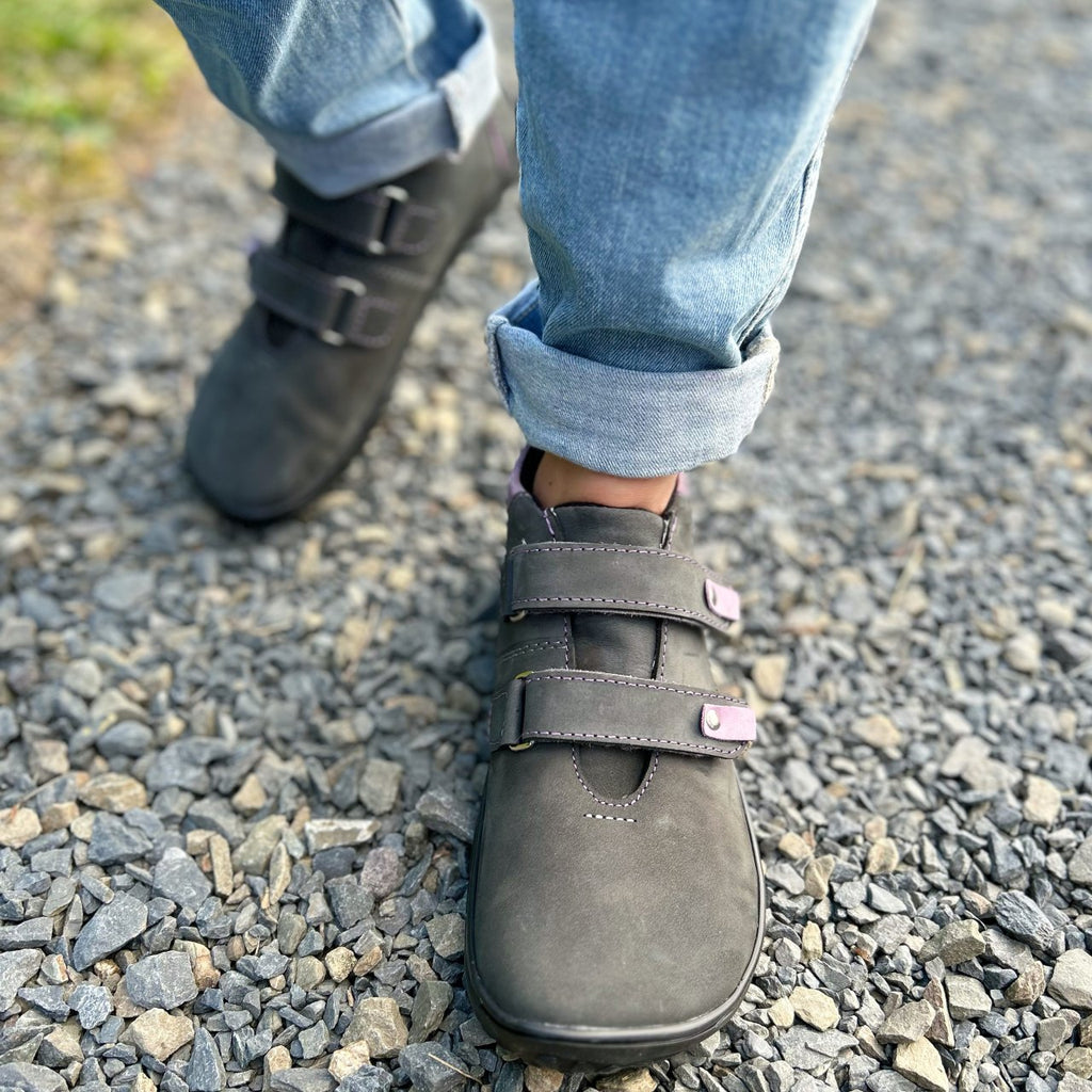 Fare Bare Walky Junior Grey - Zapatillas barefoot impermeables outdoor para niños grandes grises