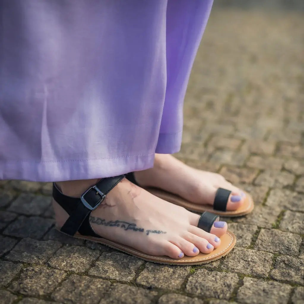 Angles Fashion - Aura Black - Sandalias barefoot negras para mujer