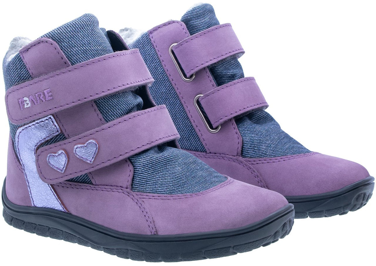 Fare Bare Kids Frostky Lilac - Botines barefoot infantiles impermeables calientes lila