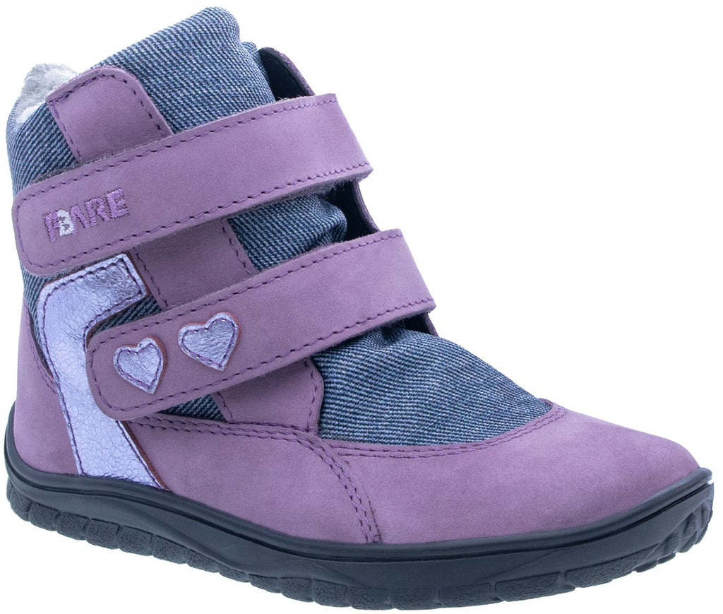 Fare Bare Kids Frostky Lilac - Botines barefoot infantiles impermeables calientes lila