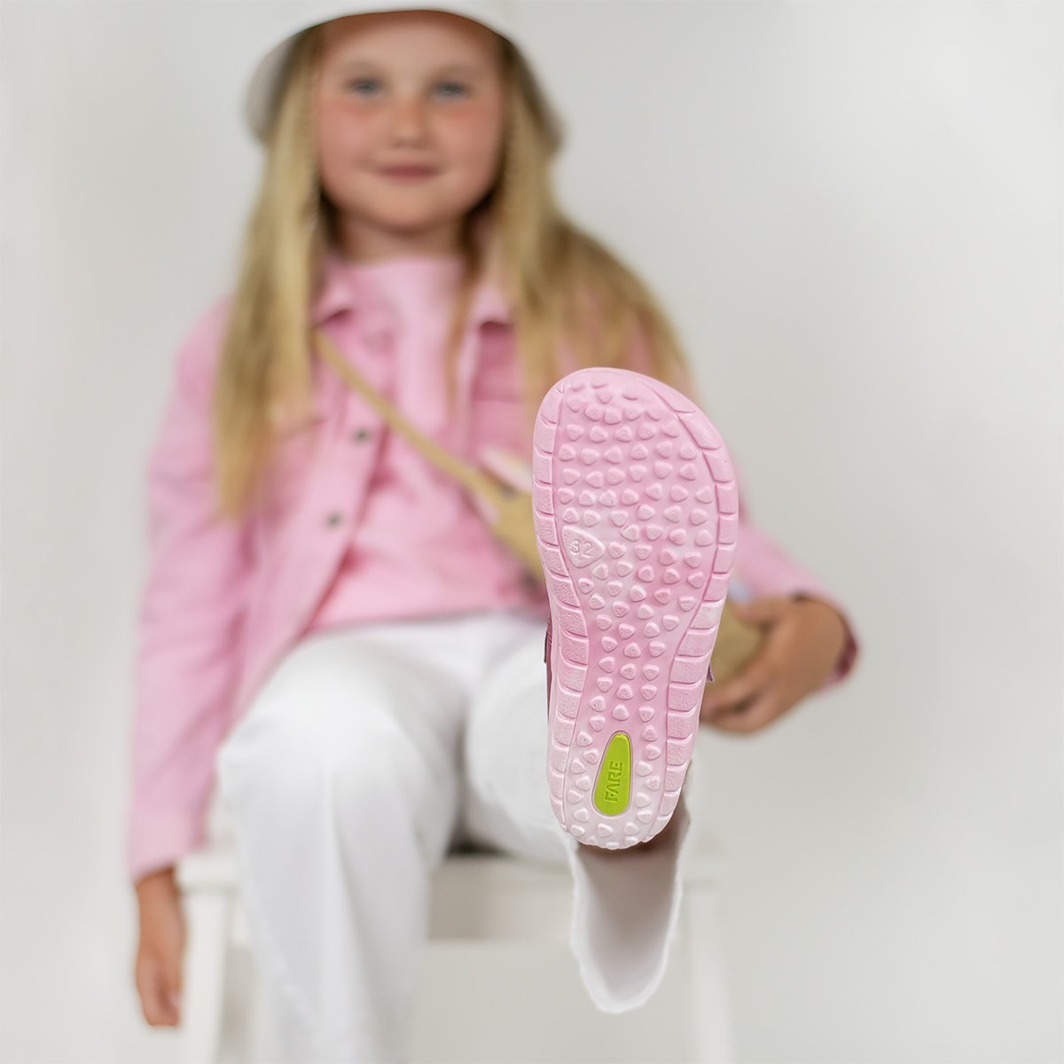 Fare Bare Kids Bergenky Junior Pink White - Botines barefoot impermeables infantiles rosas