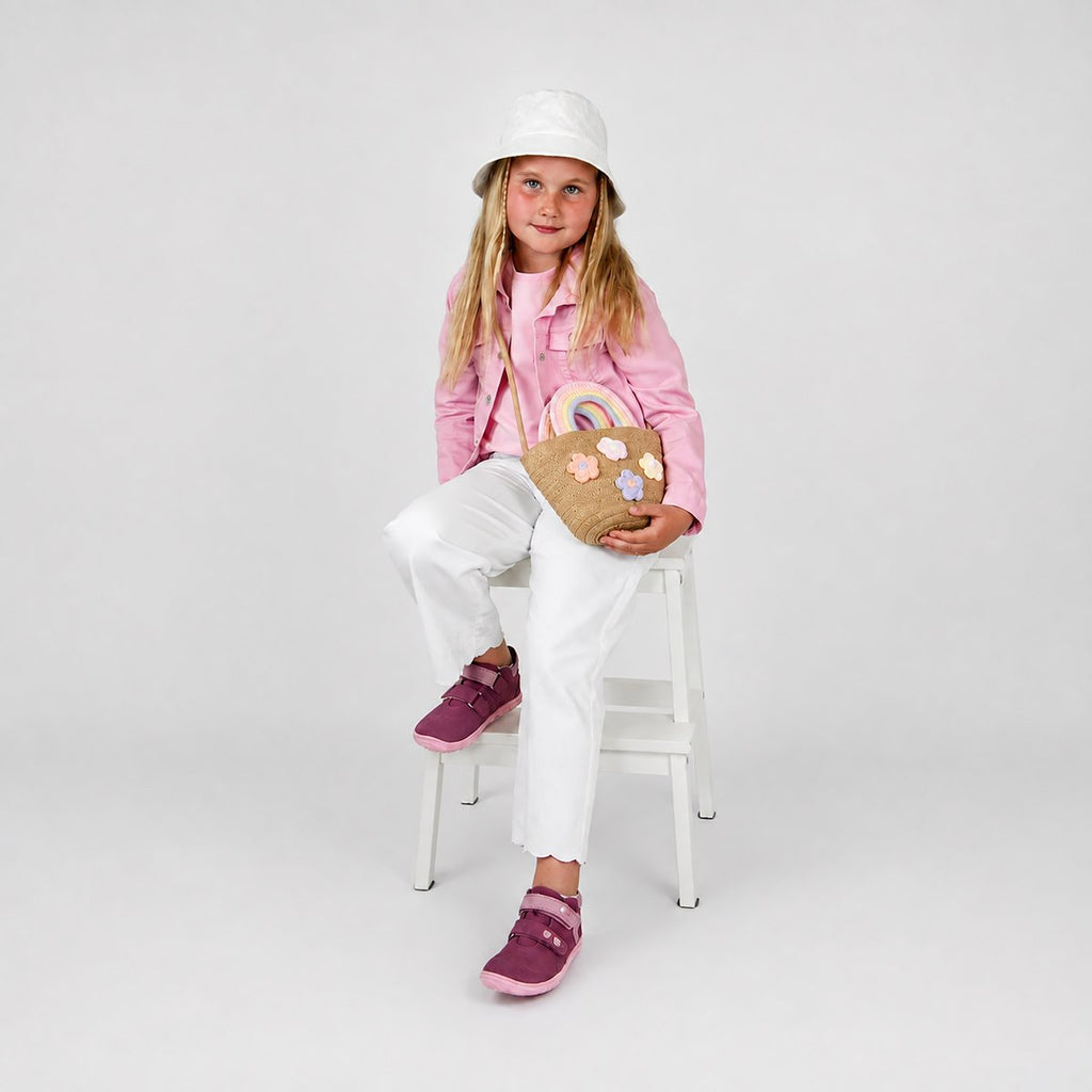 Fare Bare Kids Bergenky Junior Pink White - Botines barefoot impermeables infantiles rosas