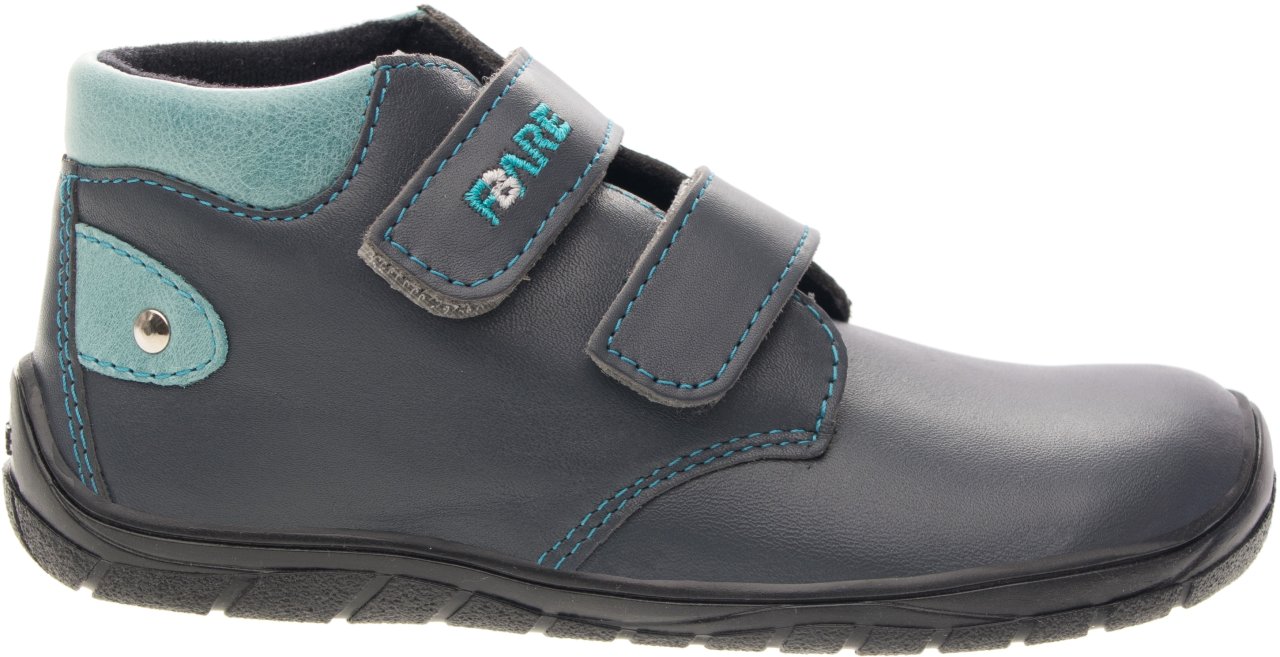 Fare Bare Kids Holeby Blue - Botines barefoot infantiles otoñales de cuero azul marino